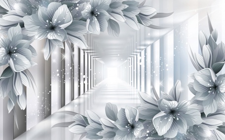 Бесконечный коридор с ледяными цветами