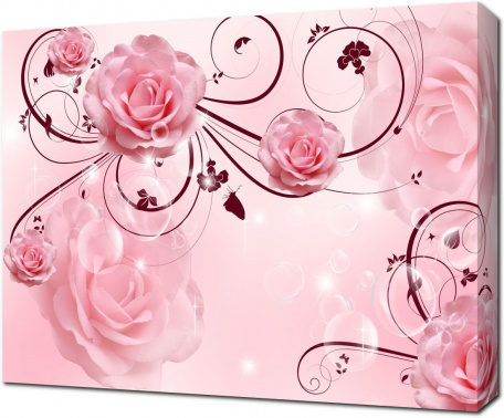 Розовые цветы 3D