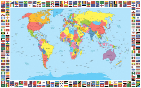 Карта мира с флагами стран