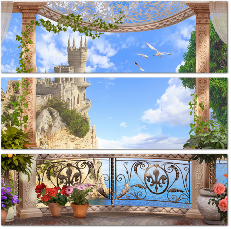 Цветочный балкон с видом на Ласточкино Гнездо