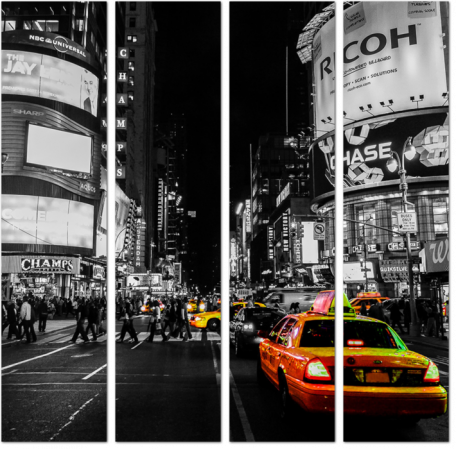 Нью-Йоркское желтое такси на черно-белом фоне