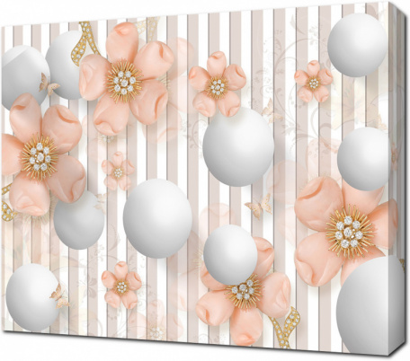 3D Нежные цветы и шарики