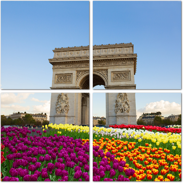 Весенние цветы у Триумфальной арки, Париж, Франция