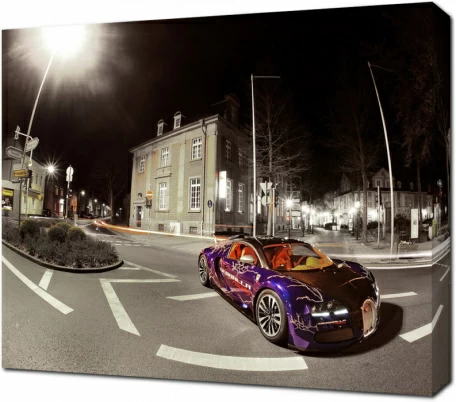BUGATTI на дороге ночью