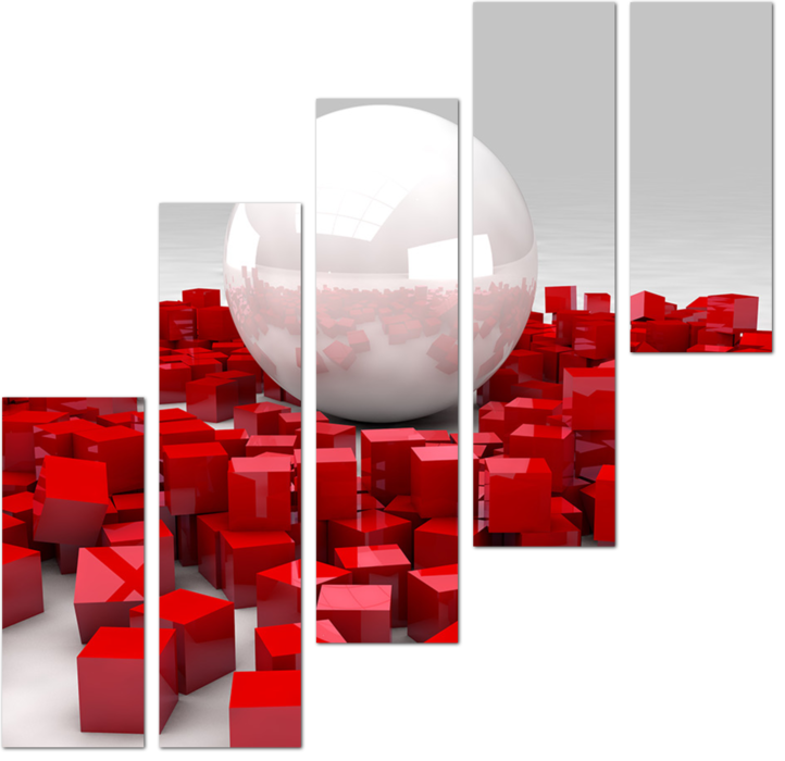 Красные кубы 3D и белый шар