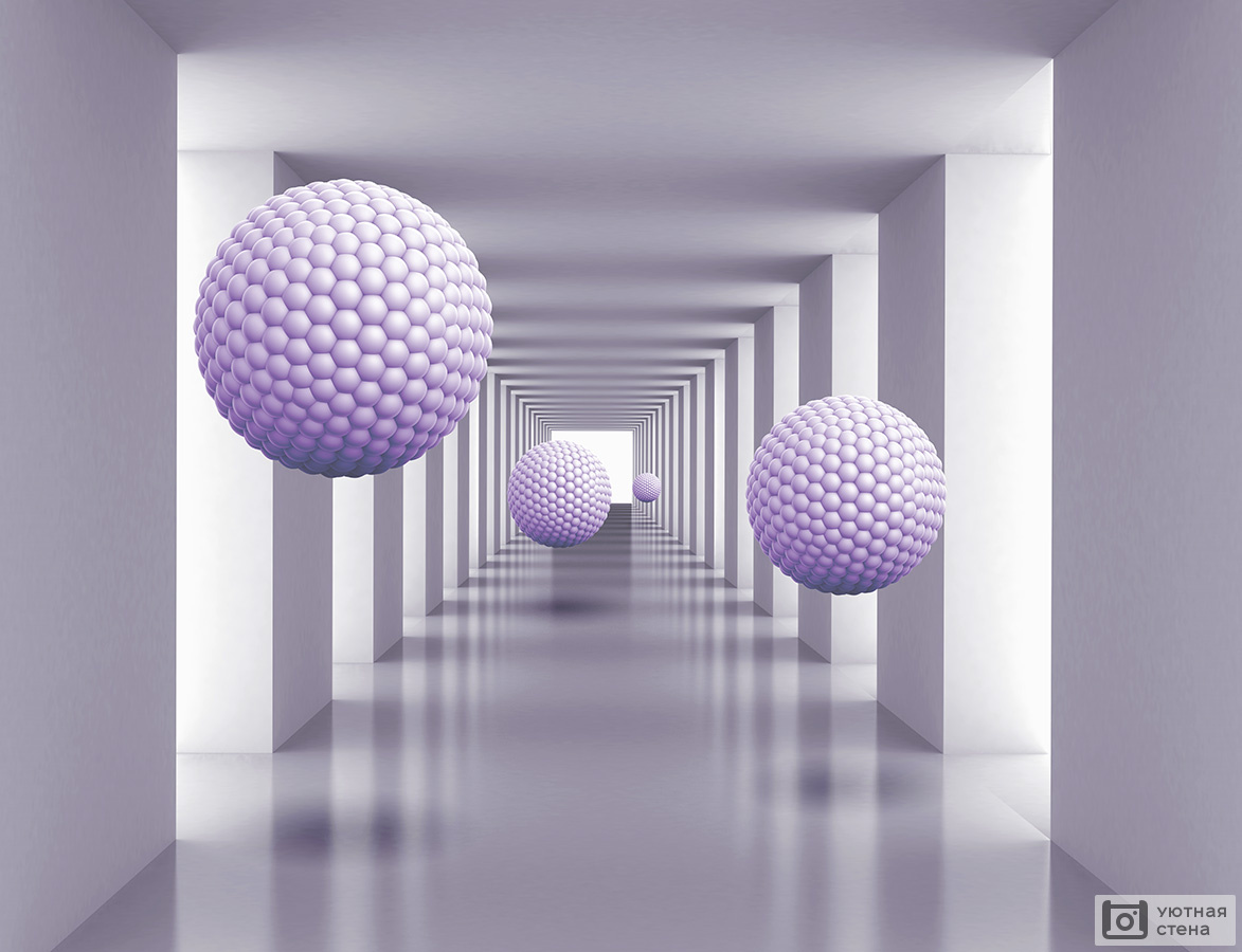 Туннель с фиолетовыми 3D шарами