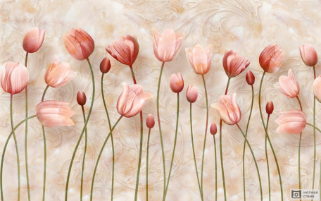 3D розовые тюльпаны