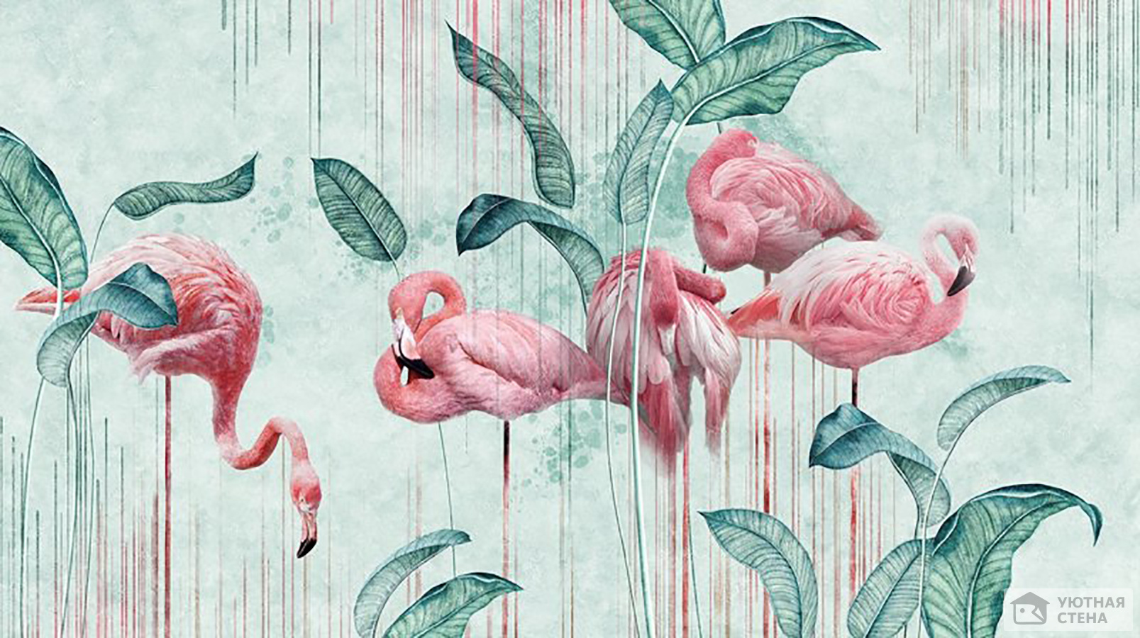 Фламинго на абстрактном фоне