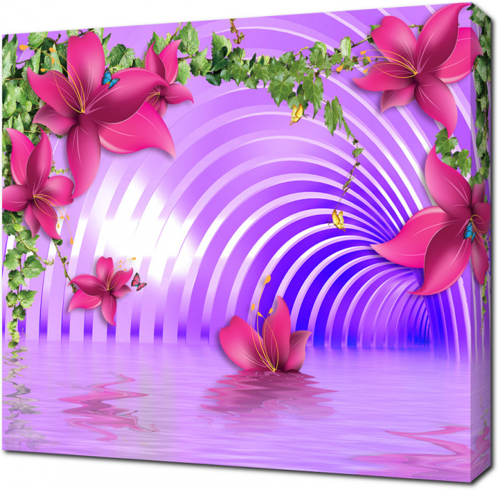 3D туннель с цветами