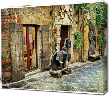 Старые улицы в средневековом городе Орвието. Италия