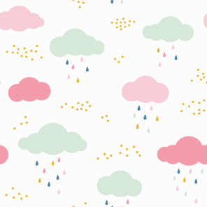 Розовые облака с разноцветным дождем