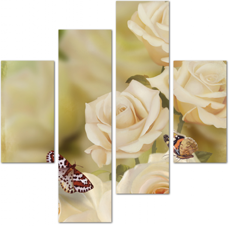 Бабочки на бутонах роз