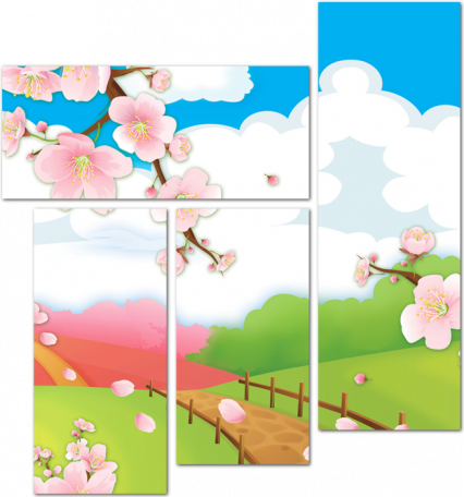 Детская картинка с цветущей сакурой