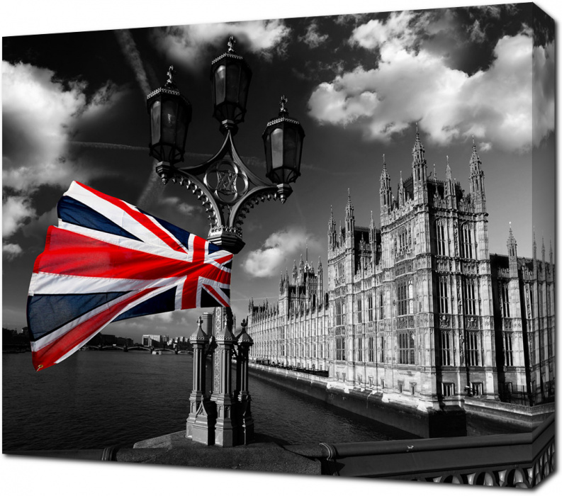 Здание парламента Лондона с флагом Англии