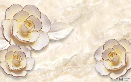 3D розы на мраморном фоне
