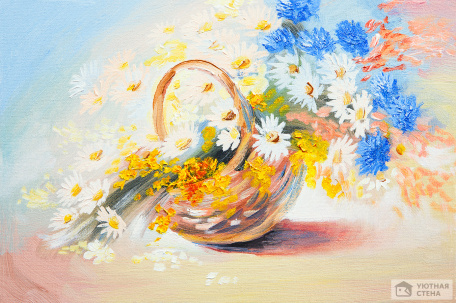 Цветы в плетеной вазе