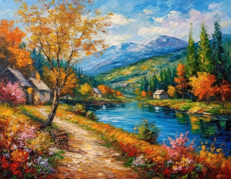 Осенью в горах живопись
