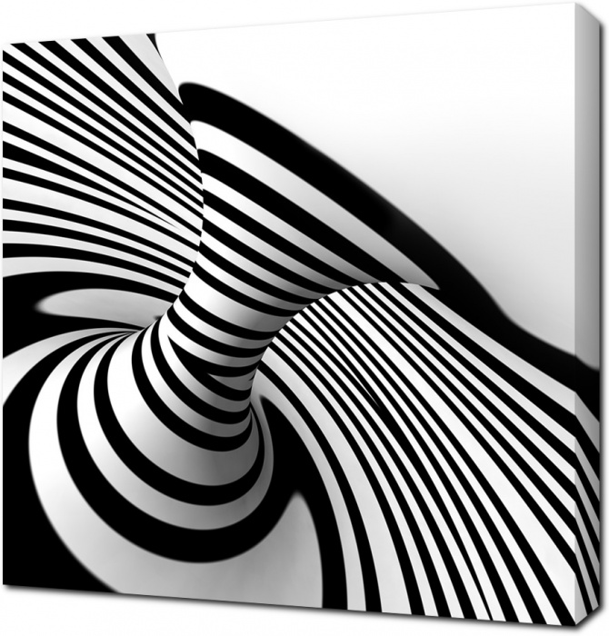 Картина на холсте 3D абстракция черно-белые полоски: - Арт. 020426 | Купить  в интернет-магазине - Уютная стена