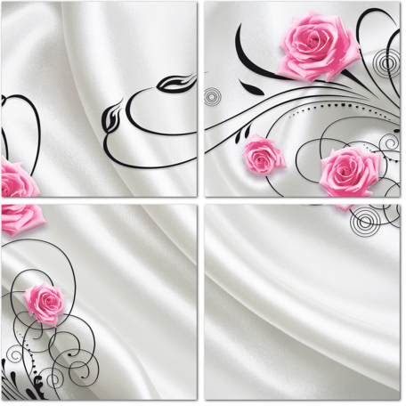 3D Розы на белом шелке