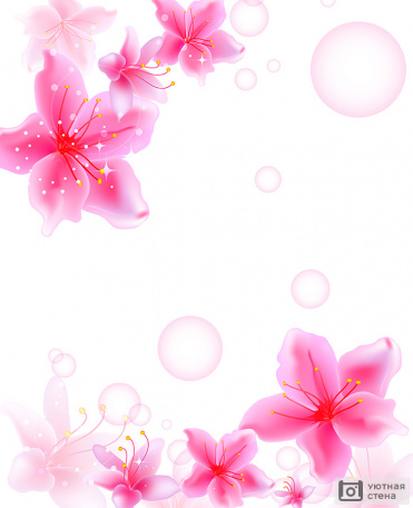 Розовые цветы и пузыри