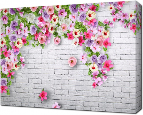 Вьющиеся цветы на кирпичной стене