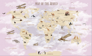 Карта мира на фоне облаков