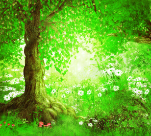 Зеленое цветущее дерево