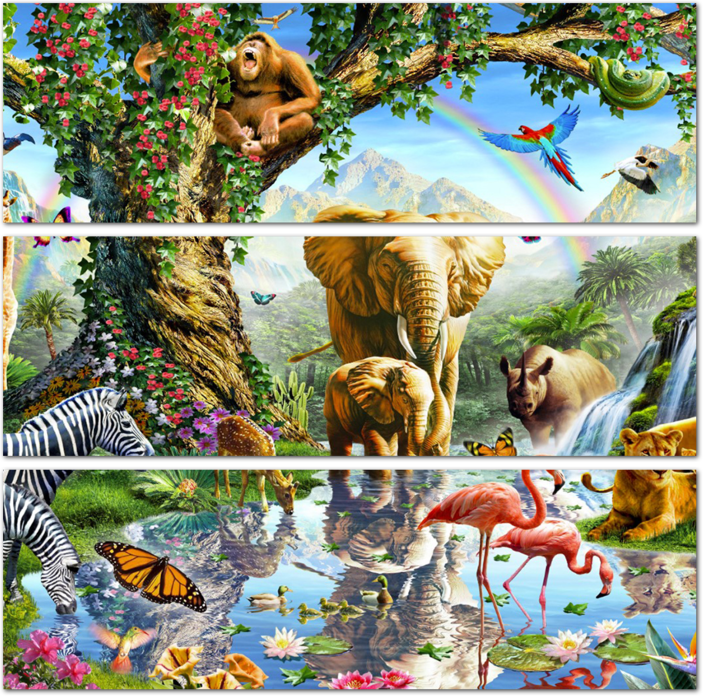 Модульная картина Тропические животные в сказочном саду: - Арт. 180486 |  Купить в интернет-магазине Уютная стена