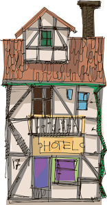Нарисованный домик с отелем