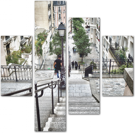 Лестница вниз Монмартра. Париж. Франция