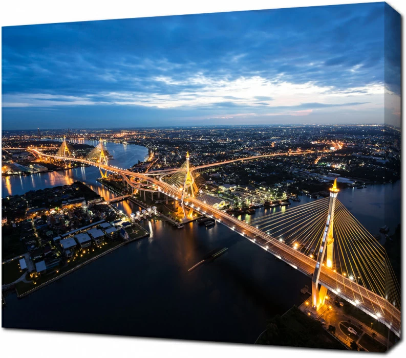 Мосты Бангкока, Таиланд, ночной мегаполис