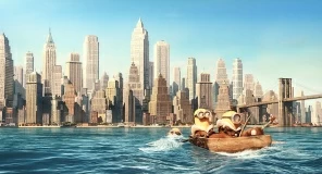 Миньоны на фоне города