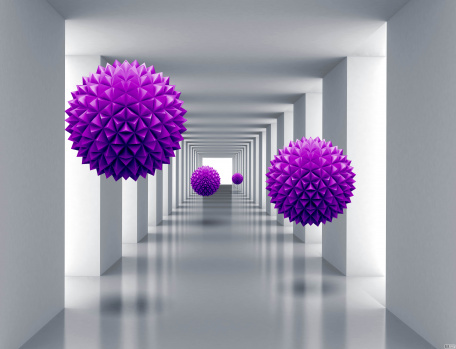 Туннель с сиреневыми 3D шарами
