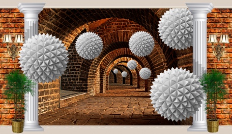 Колючие шары в кирпичном туннеле