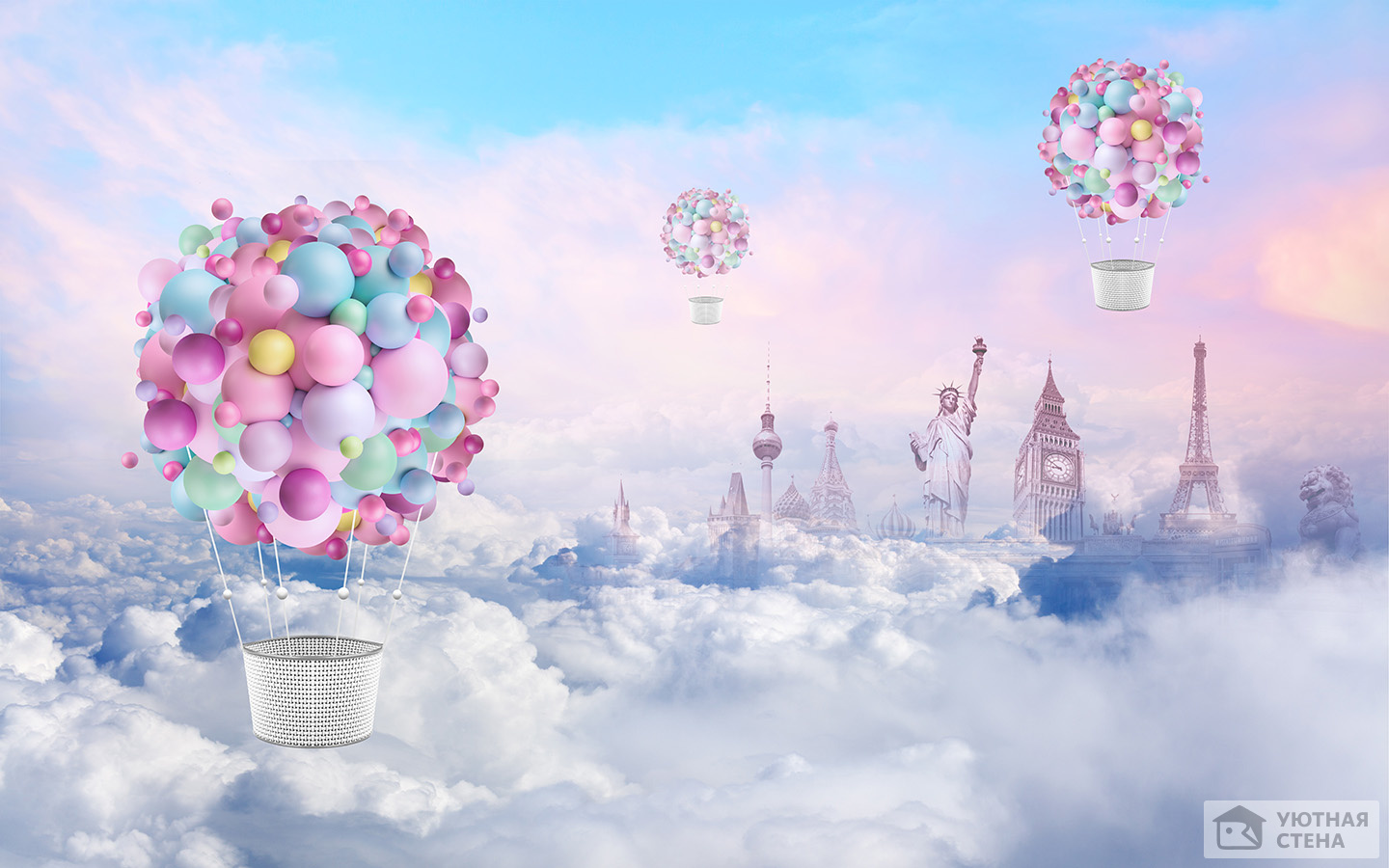 Заоблочный мир с фантазийными воздушными шарами
