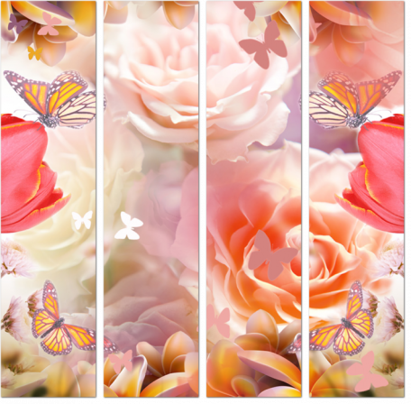 Фреска с цветами и бабочками