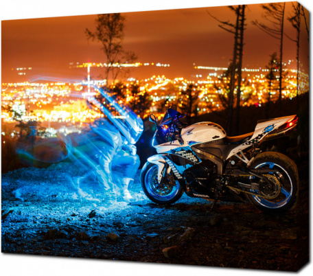 Картина на холсте Honda и ночной город