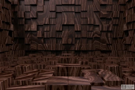 Стена из деревянных 3D фигур