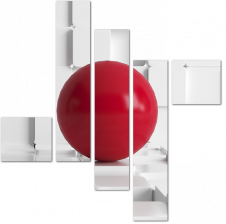 Красный 3D шар на белом фоне