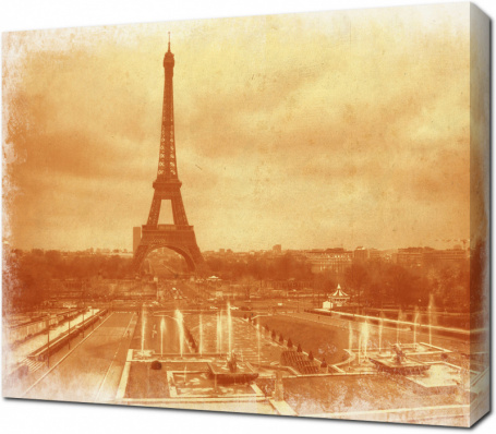 Старинное фото с Эйфелевой башней.  Париж. Франция