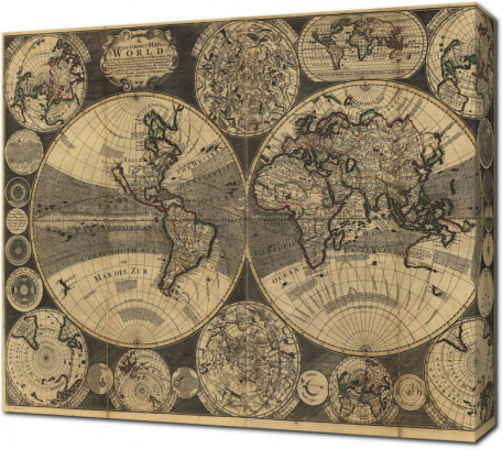 Винтажная карта мира. 1702 год