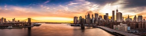Панорама Бруклинского моста на закате