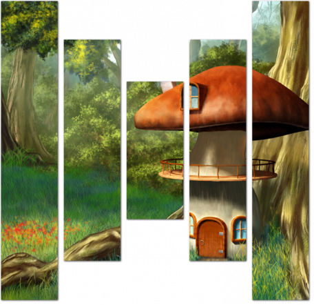 Дом из гриба в волшебном лесу