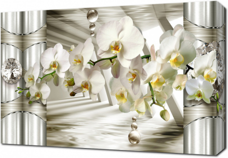 Орхидеи на серебристом фоне