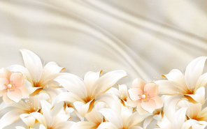 Объемные лилии на белом текстурном фоне