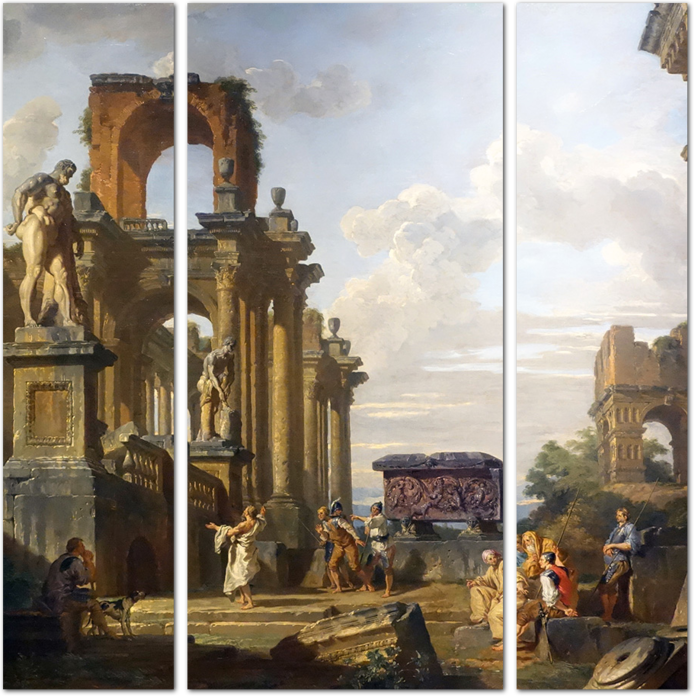 Каналетто — Вид на арку Константина с Колизеем