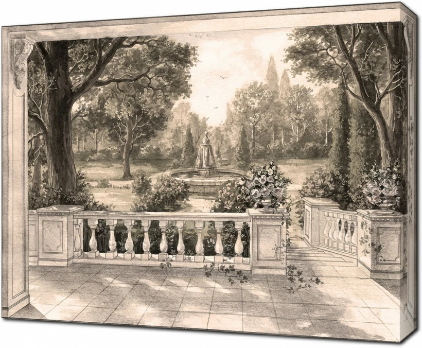 Нарисованная терраса в винтажном стиле