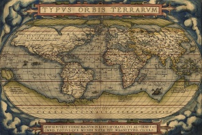 Старинная карта мира Ортелиуса. 1570 год
