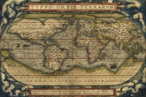 Старинная карта мира Ортелиуса. 1570 год