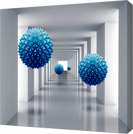 Туннель с синими 3D шарами